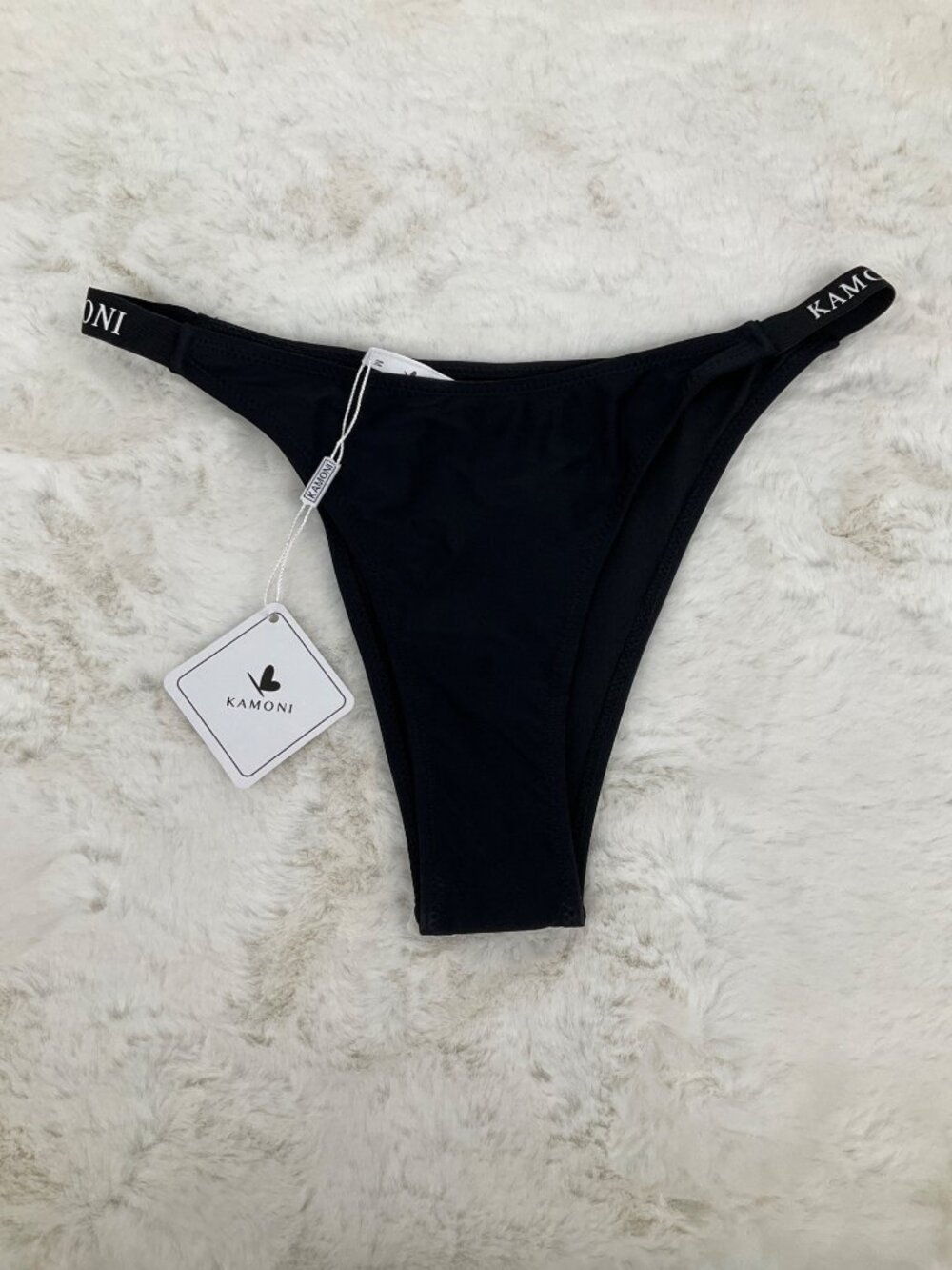 Kamoni size Medium Brazilian Cut Bikini Bottom Black & White NEW